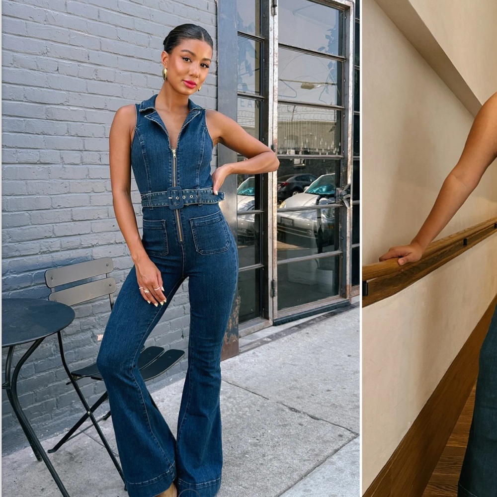 Show Me Your MuMu Denim Flare Jumpsuit